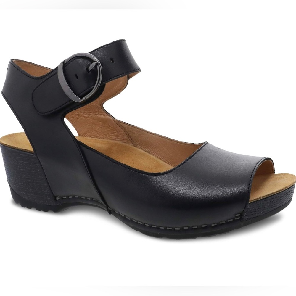 Dansko Black Leather Women's Sandals